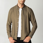 Slim Fit Button Collar Plain Shirt // Green (XL)