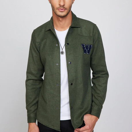 Slim Fit Stamped Snap Fasteners with Logo // Green (XS)