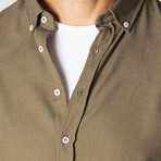Slim Fit Button Collar Plain Shirt // Green (XL)