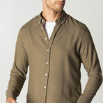 Slim Fit Button Collar Plain Shirt // Green (XL)
