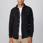 Slim Fit Striped Double Flap Pocket Shirt // Black + White + Gray (M)