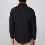 Slim Fit Striped Double Flap Pocket Shirt // Black + White + Gray (M)