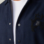 Relaxed Fit Embroidered Shirt // Navy Blue (M)