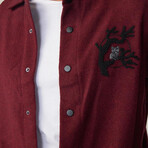 Snap Placket Shirt // Burgundy (M)