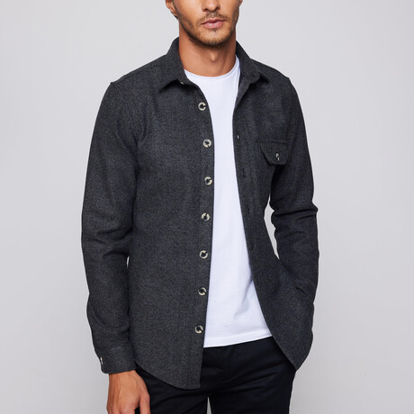 Slim Fit Narrow Cut Flap Pocket Shirt // Gray (XS)