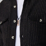 Slim Fit Striped Double Flap Pocket Shirt // Black + White + Gray (M)