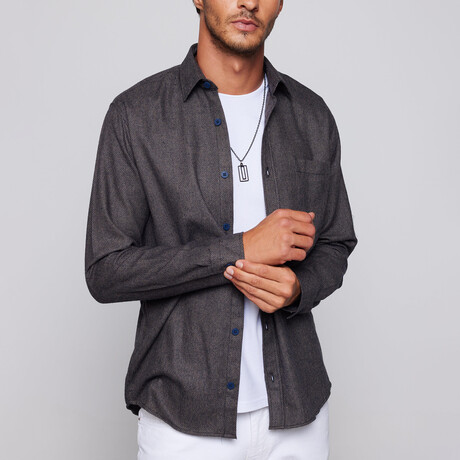 Classic Fit Wide Cut Single Pocket Wear Collar Shirt // Brown (XS)