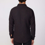 Slim Fit Striped Double Flap Pocket Shirt // Black + Green + Red (L)
