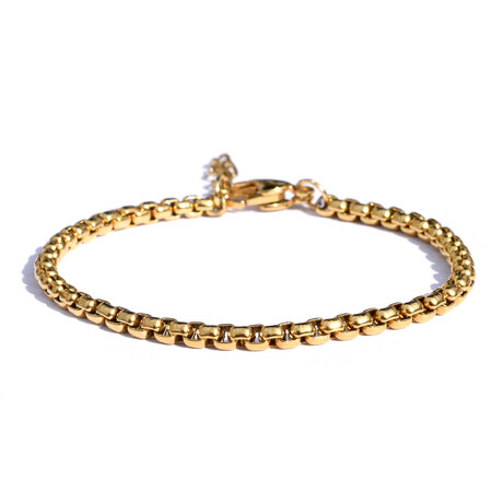 18k Gold Stainless Steel Box Chain Bracelet