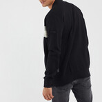 Striped Zippered Sweatshirt // Black (S)