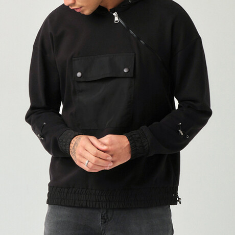 Cross Zipper Sweatshirt // Black (S)