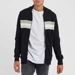 Striped Zippered Sweatshirt // Black (S)