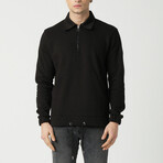 Zippered Polo Neck Sweatshirt // Black (M)