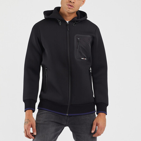 Scuba Fabric Hooded Jacket // Black (S)