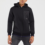 Scuba Fabric Hooded Jacket // Black (XL)