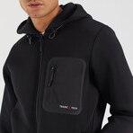 Scuba Fabric Hooded Jacket // Black (S)