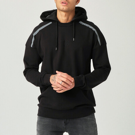 Reflective Detail Oversize Hoodie // Black (S)