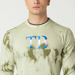 Colorful Embroidery Sweatshirt // Khaki (L)