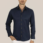 Solid Button-Up Shirt // Slim Fit // Navy (2XL)