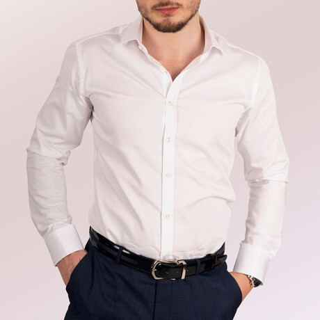 Slimfit Standard Collar Solid Shirt // White (XS)