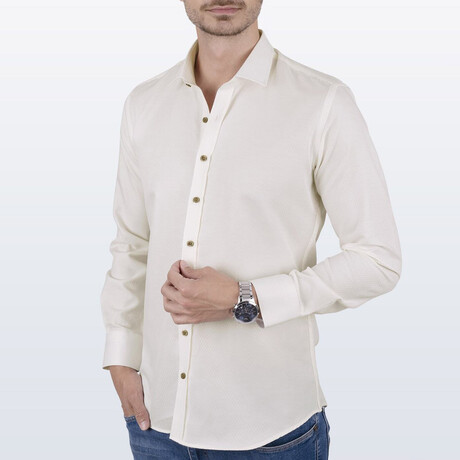 Standard Collar Pattern Shirt // Cream (XS)