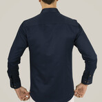 Solid Button-Up Shirt // Slim Fit // Navy (2XL)