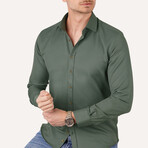 Slimfit Standard Collar Pattern Shirt // Green (S)