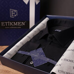 Slimfit Standard Collar Solid Shirt // Black Satin (S)