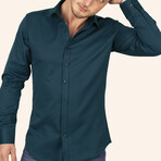 Slimfit Standard Collar Solid Shirt // Emerald (M)
