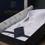 Solid Button-Up Shirt // Slim Fit // White (XS)