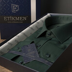 Slimfit Standard Collar Square Buttoned Shirt // Green (S)