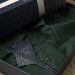 Slimfit Standard Collar Square Buttoned Shirt // Green (S)