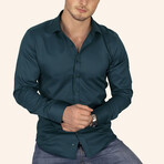 Slimfit Standard Collar Solid Shirt // Emerald (M)