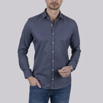 Slimfit Standard Collar Pattern Shirt // Petrol Blue (XS)