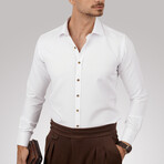 Slimfit Standard Collar Pattern Shirt // White (2XL)