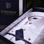 Slimfit Standard Collar Pattern Shirt // White (2XL)