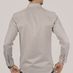 Slimfit Standard Collar Pattern Shirt // Light Brown (S)