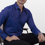 Slimfit Standard Collar Solid Shirt // Cobalt Blue (2XL)