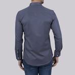 Slimfit Standard Collar Pattern Shirt // Petrol Blue (XS)