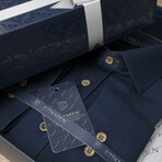 Solid Button-Up Shirt // Slim Fit // Navy (2XL)