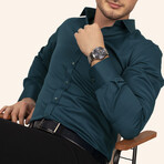 Slimfit Standard Collar Solid Shirt // Emerald (M)