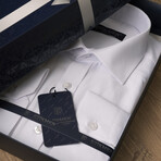 Solid Button-Up Shirt // Slim Fit // White (XS)