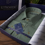 Slimfit Standard Collar Pattern Shirt // Green (S)