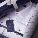 Slimfit Standard Collar Pattern Shirt // White (2XL)