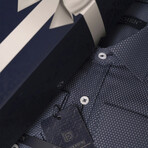 Slimfit Standard Collar Pattern Shirt // Petrol Blue (XS)