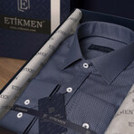 Slimfit Standard Collar Pattern Shirt // Petrol Blue (XS)