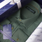 Slimfit Standard Collar Pattern Shirt // Green (S)
