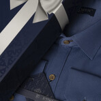 Solid Button-Up Shirt // Slim Fit // Blue (L)