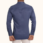 Solid Button-Up Shirt // Slim Fit // Blue (L)
