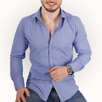 Slimfit Standard Collar Pattern Shirt // Blue (M)